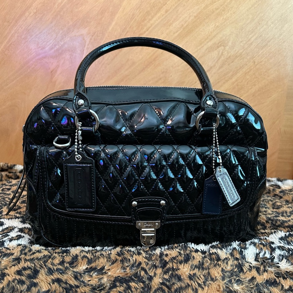 Coach Black Poppy Pushlock Satchel